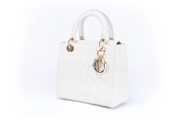 Christian Dior Lady Dior Medium White Leather Bag - Obrázek 8
