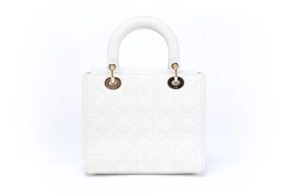 Christian Dior Lady Dior Medium White Leather Bag - Obrázek 5