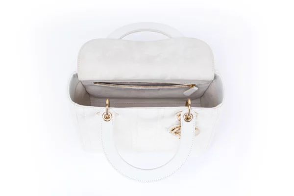 Christian Dior Lady Dior Medium White Leather Bag - Obrázek 3