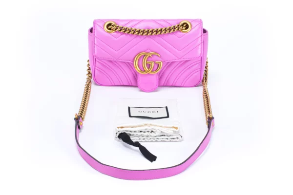 Gucci Marmont Classic Small Flap Fuchsia Leather Bag - Image 2