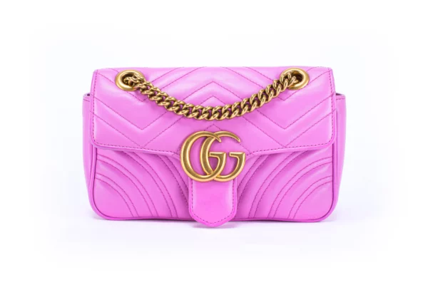 Gucci Marmont Classic Small Flap Fuchsia Leather Bag