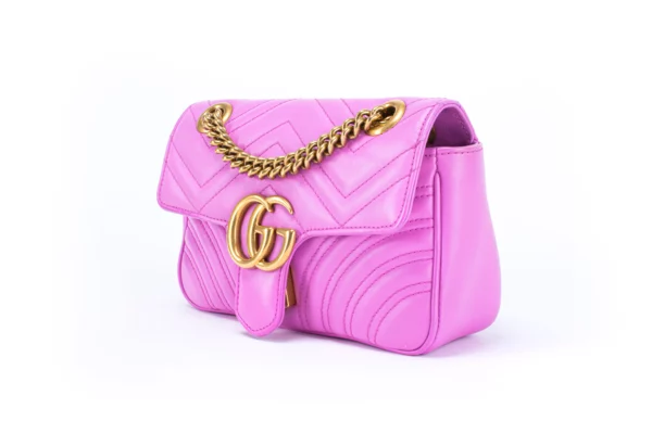 Gucci Marmont Classic Small Flap Fuchsia Leather Bag - Image 3